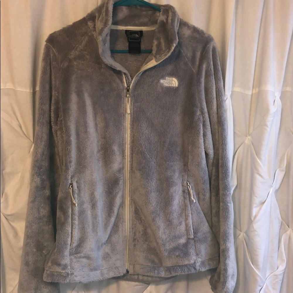 Grey Fuzzy North Face Jacket